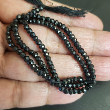 Natural Black Spinel Faceted Beads Strand. Length- approx. 13inch